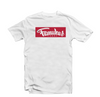 famwear label box logo script tshirt red