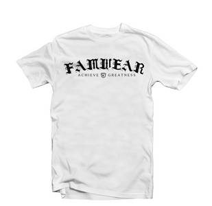 Achieve Greatness by famwear label White T-shirt